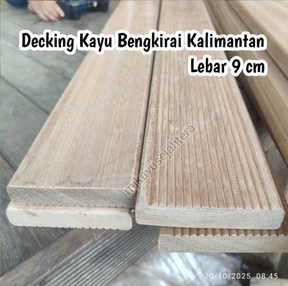 Lantai kayu tutup Chamber Kolam Koi Decking Bengkirai 2 x 9 x 30 - 150 cm