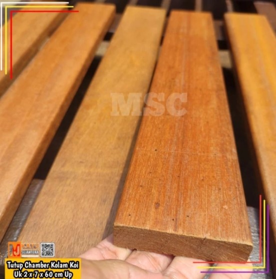 Foto Papan Tutup Chamber Filter Kolam Lantai Kayu Tepian Kolam 2 x 7 x 60 -150 cm