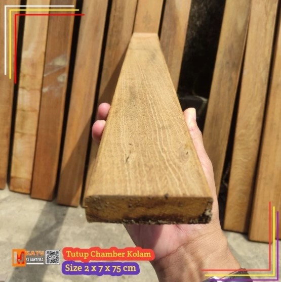 Papan Tutup Chamber Filter Kolam Lantai Kayu Tepian Kolam 2 x 7 x 60 -150 cm
