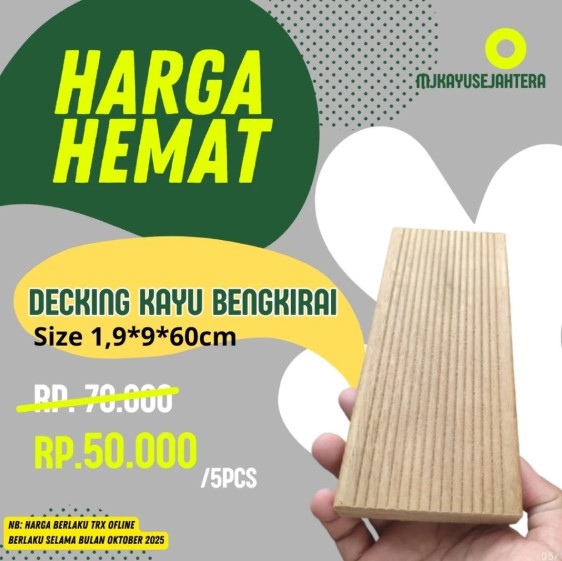 Sisa Potong Kayu Lantai Decking Bengkirai Tanah Air Panjang 15 - 60 cm