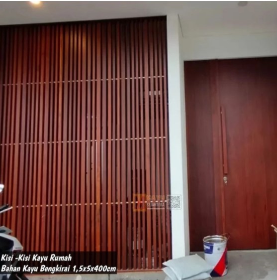 Kayu Stik Kisi Partisi Pembatas Ruangan Decking Bengkirai Oven Halus 1,5 x 5 x 400 cm
