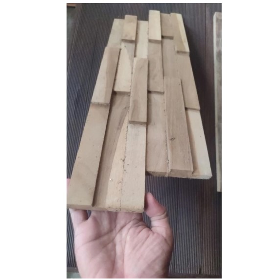 Foto Wall Panel Kayu Jati Dekorasi Hiasan Dinding Interior Murah Elegan